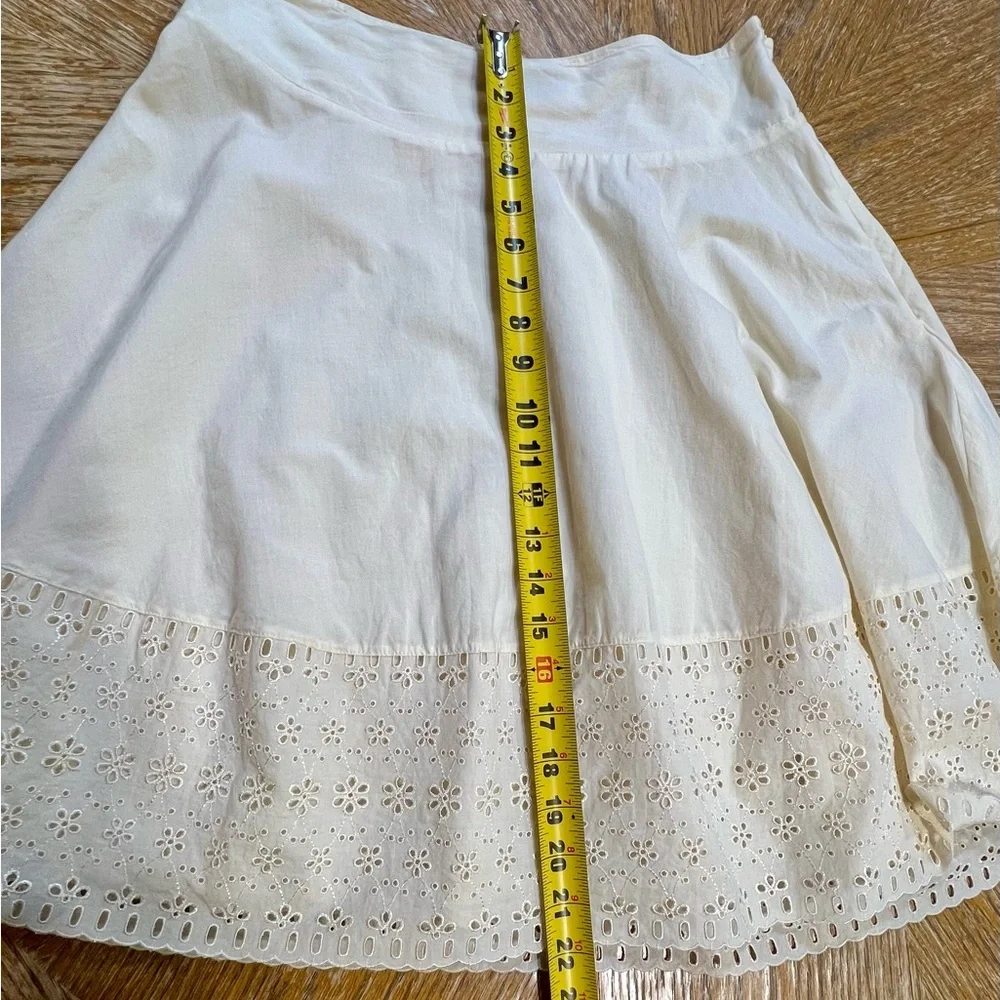 Eyelet lace buttercream midi full‎ a-line skirt cottagecore prairie boho y2k - Picture 14 of 14